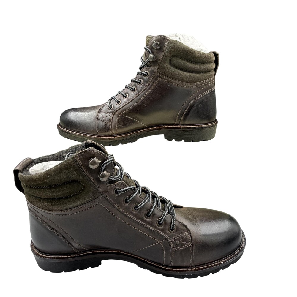 Roan Dino Boots Mens Size 10 Gray Leather Lined Combat Ankle Lace Up Winter